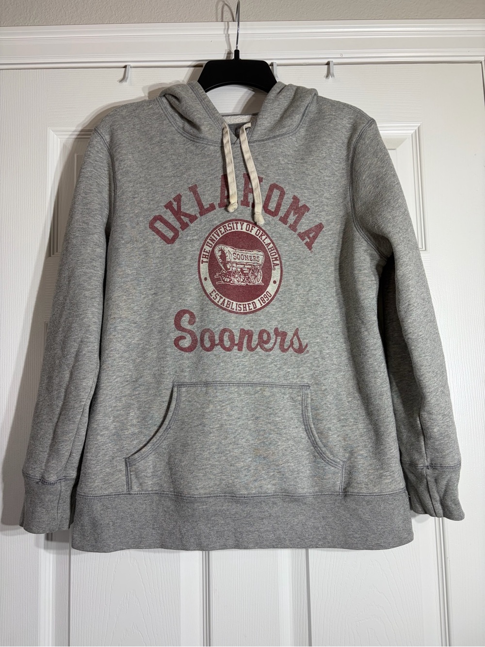 Oklahoma Sooners Gray Pullover Hoodie Sweatshirt Large OU